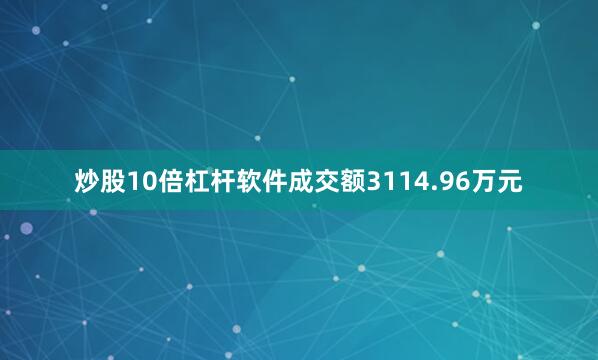 炒股10倍杠杆软件成交额3114.96万元